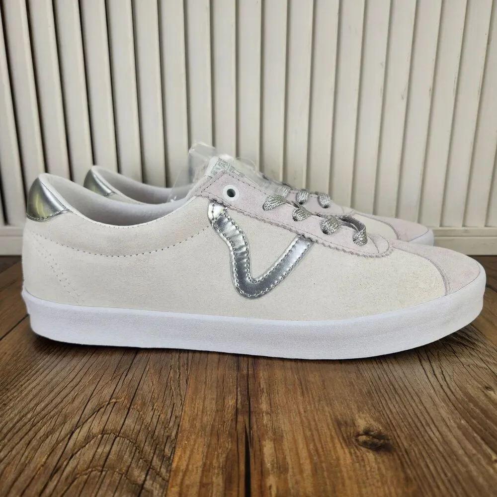 Vans Sport Low Mens Sz 10 High Shine Blanc De Blanc Suede Skater Sneakers Shoes